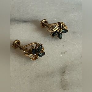 Vintage Diamonds and sapphire clip on 14k earrings